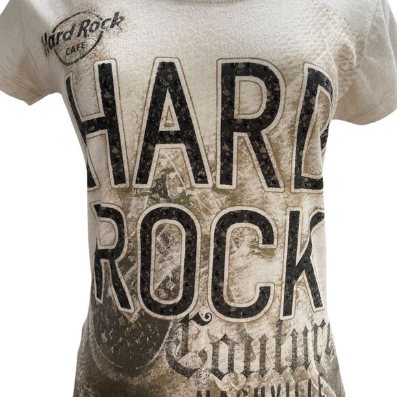Hard Rock Couture Nashville Graphic T Womens Medium Distressed Rhinestone Retro - Picture 9 of 9